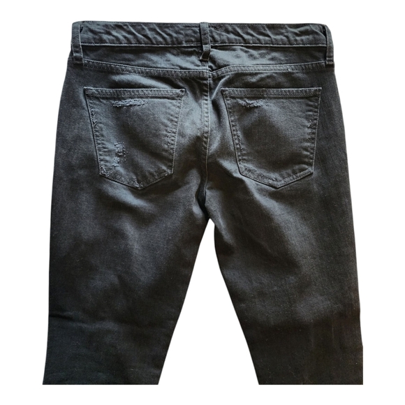 Current/Elliott Black Distressed Ankle Skinny Jeans Edgy Stretch Inseam Size 30 - Picture 4 of 7